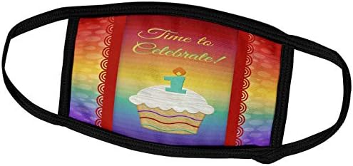 3 דרוז בוורלי טרנר עיצוב הזמנה ליום הולדת - קאפקייק עם מספר נרות, זמן לחגוג הזמנה בת שנה - מסכות פנים