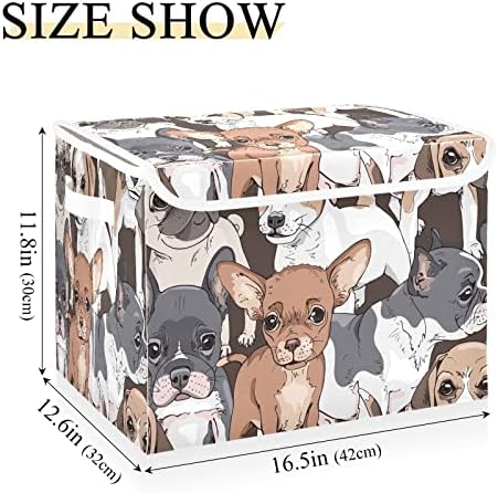 Krafig Watercolor חמוד כלב חמוד כלב קופסת אחסון מתקפלת קופסא מארגן קובייה גדולה פחים סלי מיכלים עם ידיות