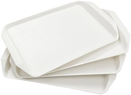 מגשי הגשת מזון מהיר של LESBIN פלסטיק לבן, 16.9 אינץ 'על 12 אינץ', סט של 4