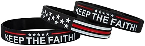 סיינסטון לשמור את אמונה פטריוטס סיליקון צמידי עם דק אדום קו אמריקאי דגל - מוטיבציה פטריוטס יום צמידי