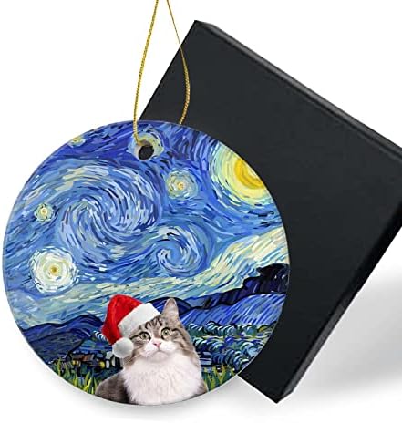 סיבירי טאבי לחג המולד קישוטי קרמיקה 2022 כוכבי לילה חג הווה קישוטי עץ עץ חג המולד קישוטי חיה חיה עיצוב