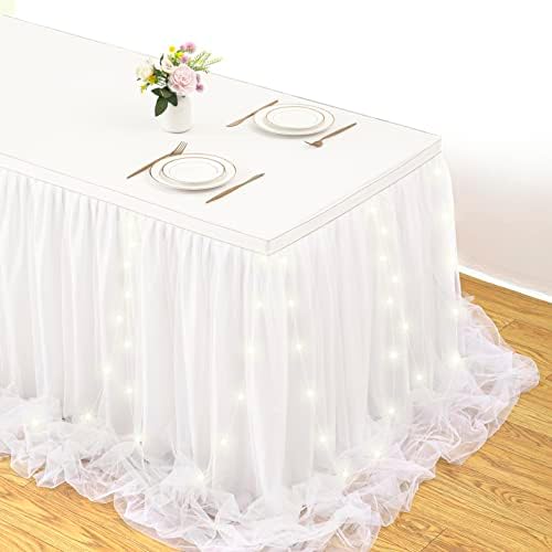 חצאיות שולחן טוטו לבן חצאיות שולחן חצאית שולחן חצאית שולחן לחתונה למקלחת תינוקות נפשי מסיבת יום הולדת