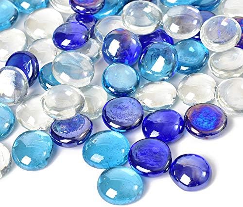 גולות זכוכית שטוחות של הוקפה 1 קילוגרם, 100 יחידות צבע מעורב בצבע כחול חרוזי זכוכית לאגרטלים אבני חן