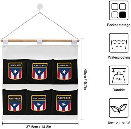 פורטו ריקו דגל קיר ארון תליית אחסון תיק 6 כיסים פשתן כותנה מעל את דלת ארגונית שקיות לחדר שינה אמבטיה