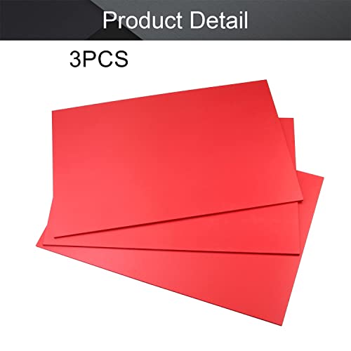 OTHMRO 3PCS מורחב גיליון PVC 11.8 *7.87 לוח PVC קשיח להדפסה אדומה, 3/25 עבה קשיח קשיח קשיח PVC גיליון