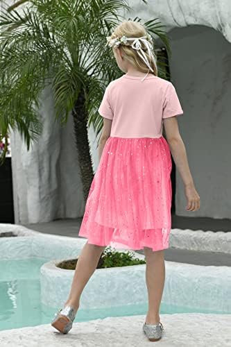 מרצ ' רול בנות שמלת פעוט קצר שרוול רשת טוניקת נסיכת קיץ שמלות