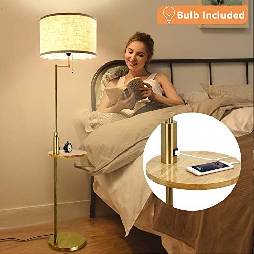מנורת רצפת חדר שינה וסלון עם נמל טעינה USB-DLLT מעמד קריאה אור ושולחן צדדי קלאסיקה אור מוט לאור משרדים