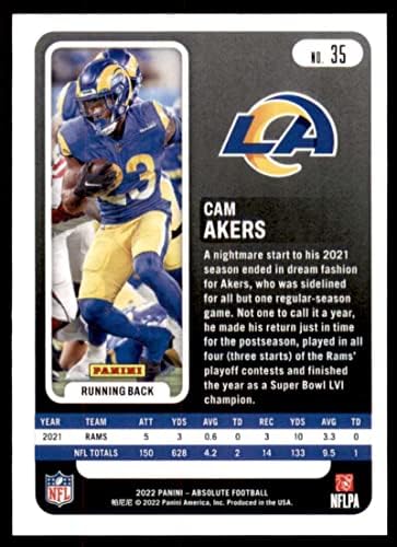 2022 Panini Absolute 35 Cam Akers Los Angeles Rams NFL כרטיס כדורגל