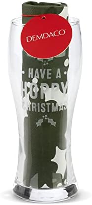 דמדאקו הופי חג המולד 16 אונקיה פילסנר זכוכית ויד בר מגבת סט של 2