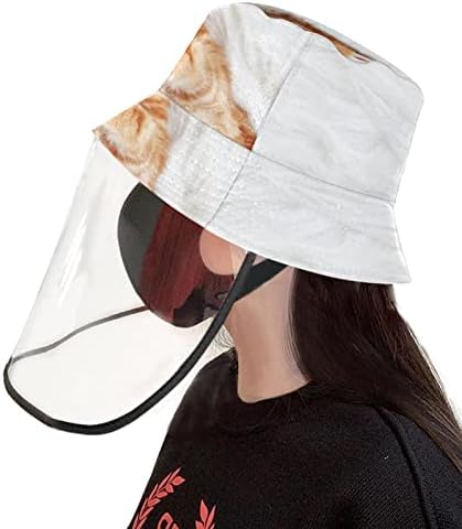 כובע מגן למבוגרים עם מגן פנים, כובע דייג כובע אנטי שמש, חיית חתול כתום