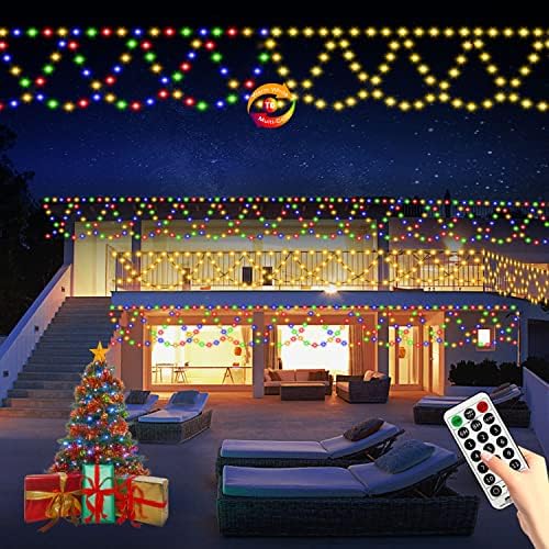 אורות חג המולד של Miniao חיצוניים, 34ft 380 LED אורות מיתר חג המולד
