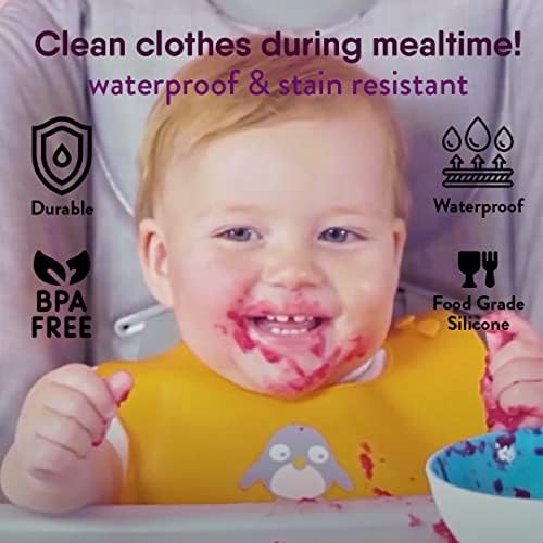 Naturebond Silicone Bibs Baby Bibs בקלות נקי עם כיס אטום למים