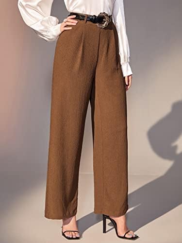 מכנסיים לנשים Ezelo מכנסיים נטייה לכיס רגל רחבה ללא חגורה לאישה