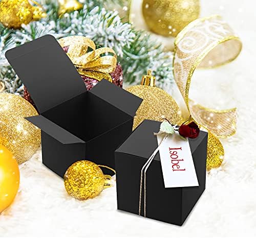 36 מחשבים קופסת מתנה שחורה, 3.15x3.15x3.15 קופסאות מתנה קטנות עם מכסים ממוחזרים תיבת נייר ממוחזרת תיבת