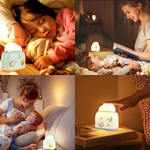 תאילה חמוד לילה אורות עם נטענת &קוואי מדבקות לילדים טוסטר מנורת לחם לילה אור חדר עיצוב שולחן לחדר שינה,