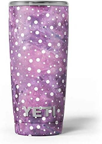 עיצוב נקודות פולקה לבנות של Skinz מעל תערובת צבע ורוד סגול - ערכת גלישת ויניל מדבקות עור תואמת עם כוסות