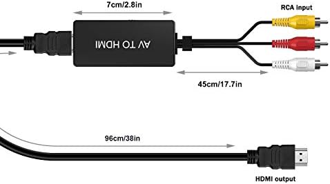 Digitnow RCA לממיר HDMI, AV ל- HDMI Composite Video Audio Converter מתאם, תומך ב- PAL/NTSC עבור PS2,