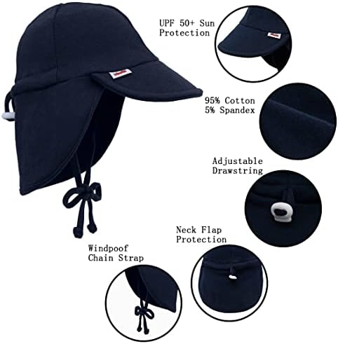 כובע שמש של תינוק UPF 50+ UV RAY הגנת שמש כובע שחייה קיץ עם כובעי פעוטות של דש צוואר לבנות בנות