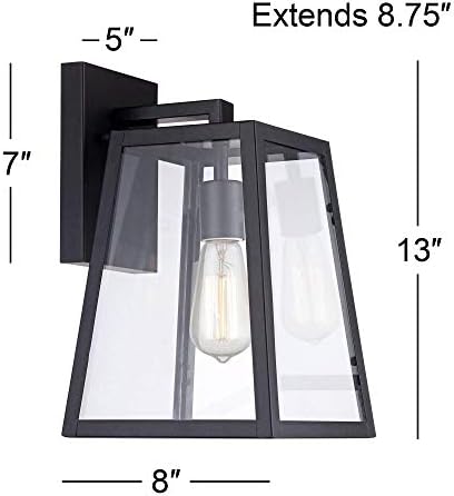 ג'ון טימברלנד ארינגטון תעשייתי בן 3 חלקים מתקן תאורה חיצוני סט מיסטיקן שחור זכוכית ברורה נורת אדיסון