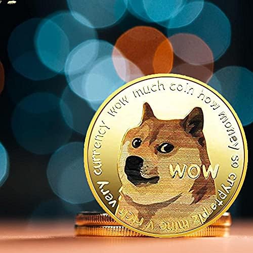 2 PCS 1OZ DOGECOIN מטבע זיכרון מטבע זהב מצופה ציפוי ציפוי כלב עם מקרה מגן, 2021 מהדורה מוגבלת מטבע אספנות
