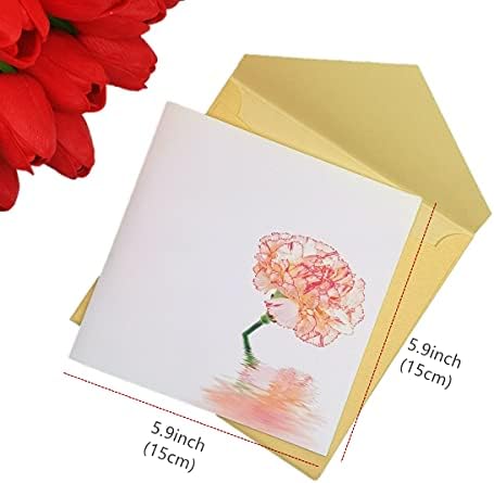 סט של 2 ציפורנים צצים כרטיסי ברכה כרטיסי ברכה, ליום מיוחד, חג האהבה, יום הולדת או יום האם, עם מעטפה