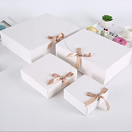 Zjhyxyh 5 חלקים קופסת מתנה לבנה של נייר קראפט לאירועים ואריזת ציוד מסיבות יום הולדת חתונה