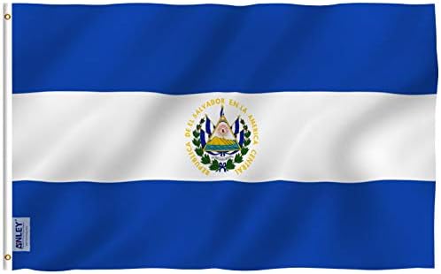 אנלי זבוב בריזה 3x5 רגל אל סלבדור דגל - צבע חי והוכחה דהייה - כותרת בד ותפור כפול - דגלים לאומיים סלבדור