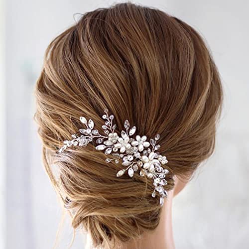 פרח הכלה חתונת שיער מסרק ריינסטון פרל כלה שיער חתיכות מצוף חתונה כיסוי ראש עבור כלות קריסטל שיער אביזרי