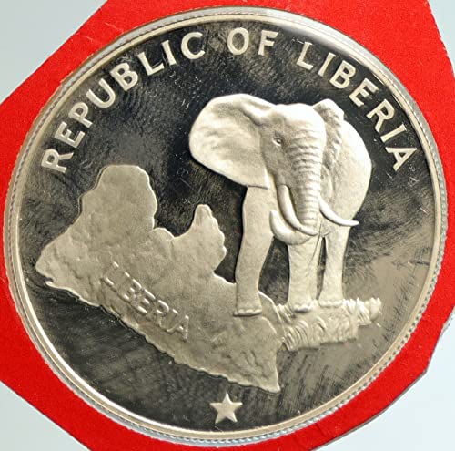 1977 LR 1977 מפת מדינת ליבריה עם פיל עתיק
