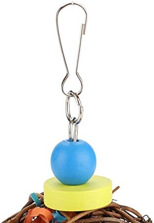 צעצוע לעיסת ציפורים של זרדיס, צעצוע כדור טבעי של ראטן כדור צבעוני כלוב תוכי נשיכת ספטאק טאקראו