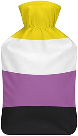 גאווה לא-בינארית דגל קהילה דגל קטיפה זריקת מים גומי שקית מים חמים בקבוק מים חמים ניידים