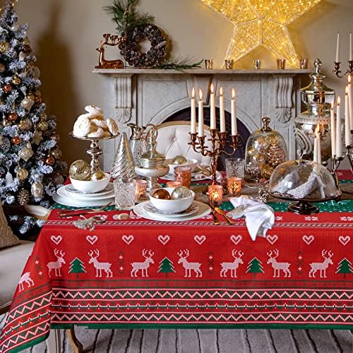 Mysky Home 2pack מפת שולחן חג המולד לסילבסטר מפתח שולחן שלג פתית שלג איש שולחן שולחן משובץ 60x84 אינץ
