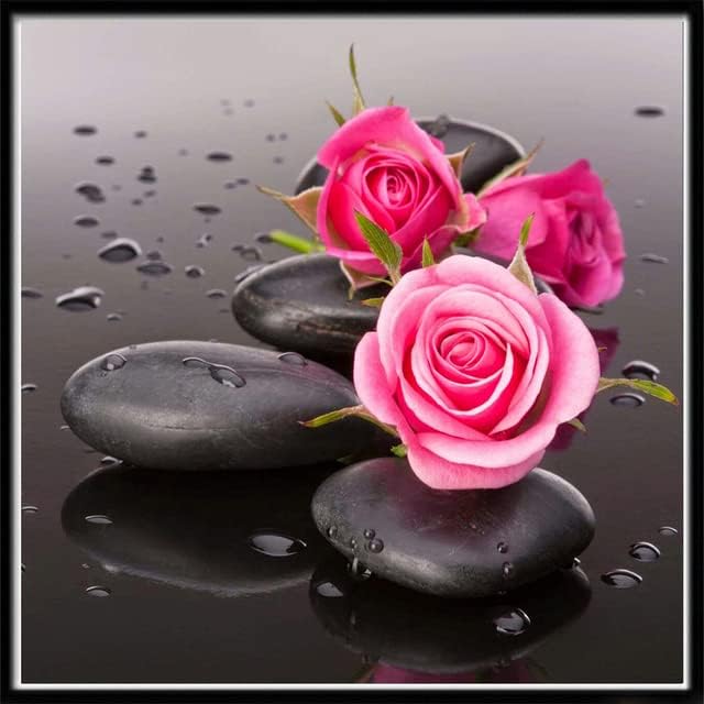 ערכות ציור יהלומים 5D אבן שחורה ורדים ורדים מקדחים מלאים צבע עגול עגול צבע לפי ערכות מספר לתפר צלב קריסטל