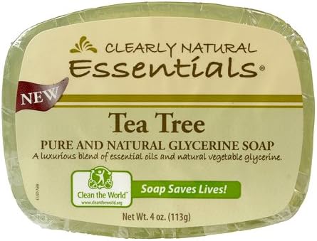 ברור טבעי יסודות טהור גליצרין סבון בר, עץ תה, 4 אונקיה