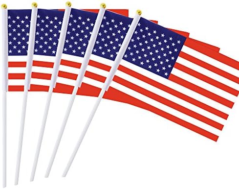 25 חבילה דגל מיני מוחלט ביד ארהב ארהב דגל ארהב דגל אמריקה דגל מקל עגול עגול דגלים ארציים עליונים, ציוד
