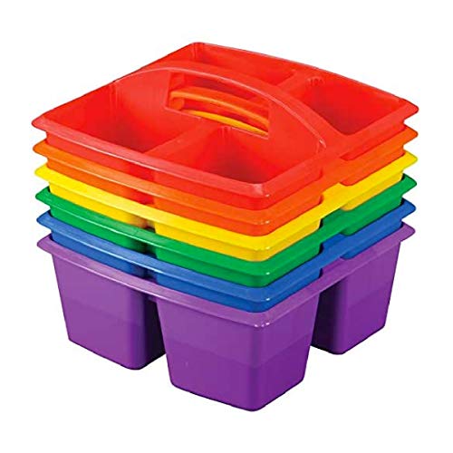 באמת טוב דברים-163999 ארבעה-שווה-תא בקופסאות, סט של 6, מגוון צבעים - פלסטיק נושא כלים מארגני עם מובנה