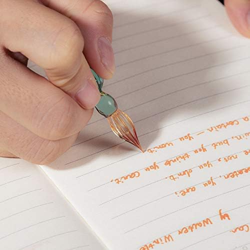 Molshine זכוכית בעבודת יד טבילה עט קריסטל קליגרפיה חתימת עט טבילה עט עבור נשים אמן גברים בני נוער, כתיבת